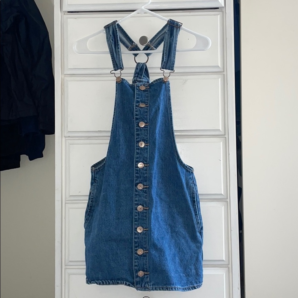 Button-Up Jean Overall Dress
